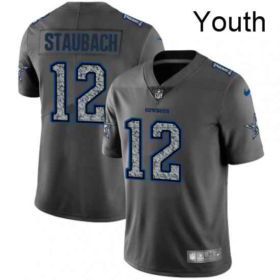 Youth Nike Dallas Cowboys 12 Roger Staubach Gray Static Vapor Untouchable Limited NFL Jersey